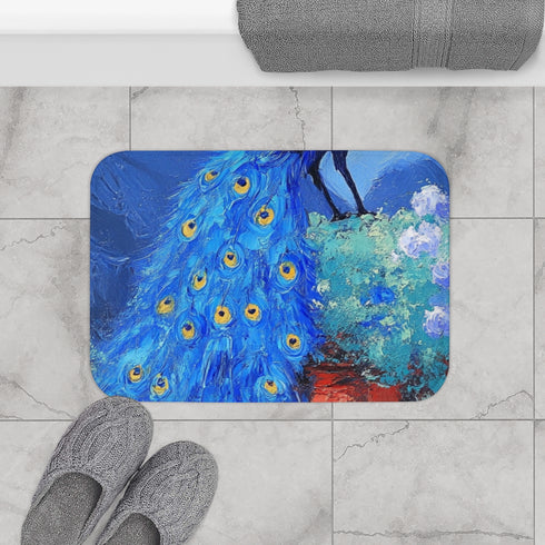 Sticky Lacquer Relief Minimalist Composition Chinese Luxury Memory Foam Bath Mat - Bathroom Lifestyle View