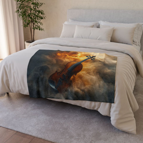 Storm Brewing from a Violin — 50×60 Plush Throw Blanket — 300 GSM Plush Coral Fleece Texture Close-Up