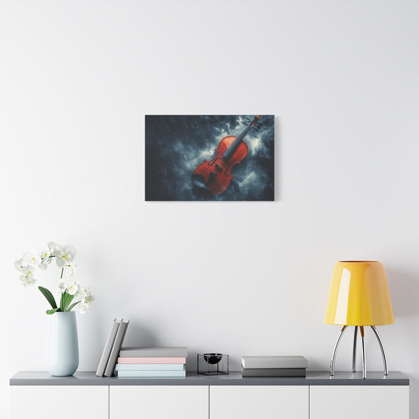 Storm Brewing from a Violin — Stretched Canvas Wall Art — Living Room Wall Lifestyle View