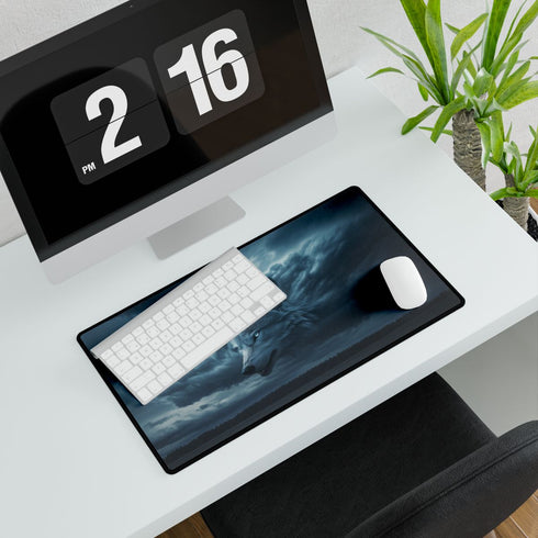 Storm Cloud Shaped Like Wolf — XXL Gaming Desk Mat — Gaming & Workspace Desk Setup View