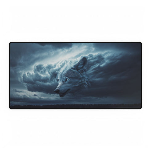 Storm Cloud Shaped Like Wolf — XXL Gaming Desk Mat — Full Top-Down Artwork View