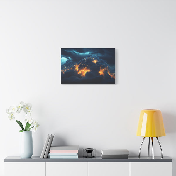 Storm Clouds with Glowing Geometric Vein (Edition II) — Stretched Canvas Wall Art — Living Room Wall Lifestyle View