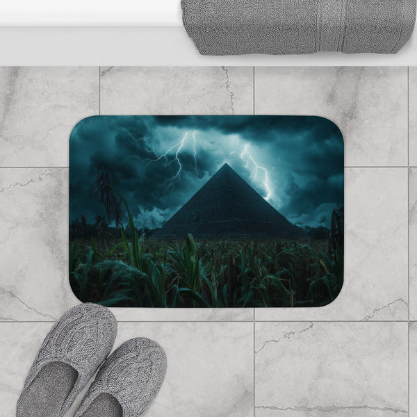 Storm over an Electric Pyramid (Edition II) — Memory Foam Bath Mat — Modern Bathroom Floor Lifestyle View