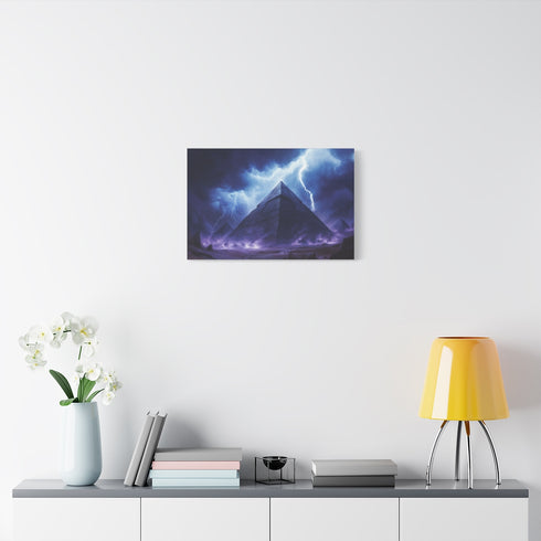 Storm Over an Electric Pyramid — Stretched Canvas Wall Art — Living Room Wall Lifestyle View