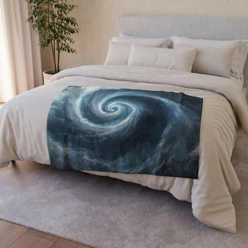 Storm Shaped Like a Spiral Eye — 50×60 Plush Throw Blanket — 300 GSM Plush Coral Fleece Texture Close-Up