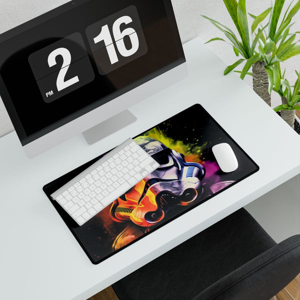 Storm Trooper Watercolor — XL Gaming Desk Mat — Gaming & Workspace Desk Setup View