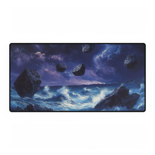 Stormy Ocean with Levitating Rocks — XL Gaming Desk Mat — Full Top-Down Artwork View