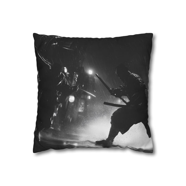 Street Samurai Mid Battle in a Storm (Edition III) — Double-Sided Cushion Cover — Front Double-Sided Cushion View