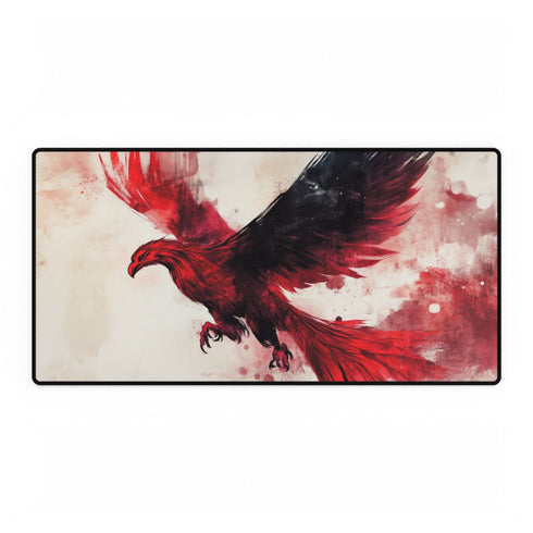 Stylized Phoenix Rising from Ink — XL Gaming Desk Mat — Full Top-Down Artwork View