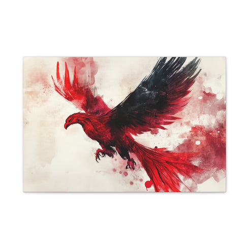 Stylized Phoenix Rising from Ink — 24×16 Canvas Wall Art — Front Gallery-Wrapped Canvas View