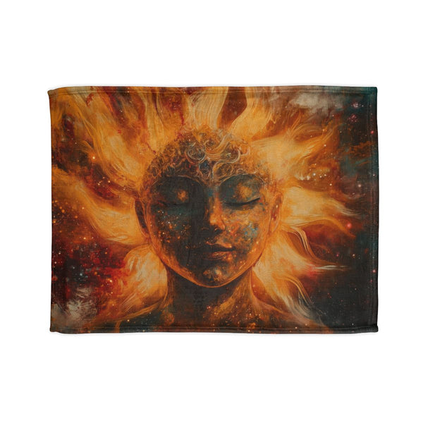 Sun God Painted with Nebulae (Edition II) — Plush Fleece Throw Blanket — Full Spread Plush Fleece Artwork View