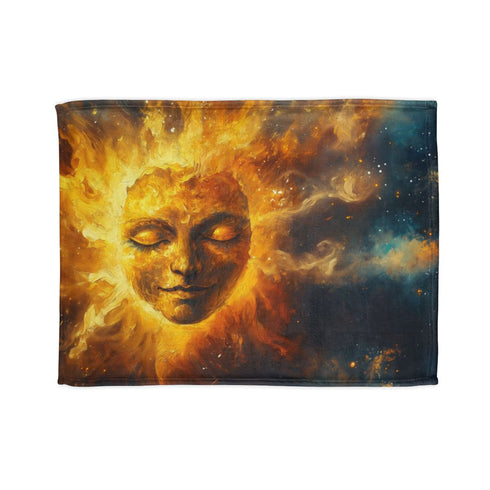 Sun God Painted with Nebulae — 50×60 Plush Throw Blanket — Full Spread Plush Fleece Artwork View