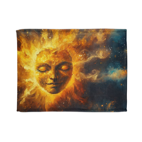 Sun God Painted with Nebulae — Plush Fleece Throw Blanket — Full Spread Plush Fleece Artwork View