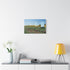 Sunflower Field with Floating Mirrors — Stretched Canvas Wall Art — Living Room Wall Lifestyle View