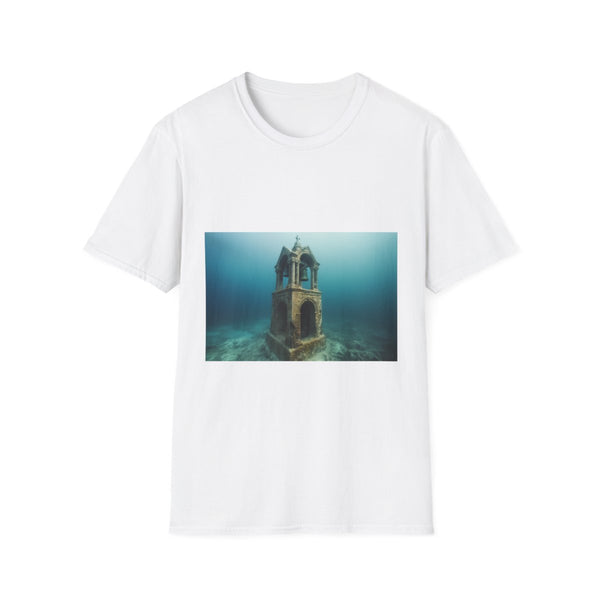 Sunken Bell Tower Ringing in Ocean — Graphic Cotton T-Shirt — Front Graphic Print View
