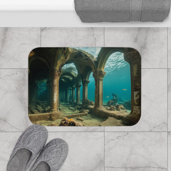 Sunken City Awakening with Energy (Edition IV) — Memory Foam Bath Mat — Modern Bathroom Floor Lifestyle View