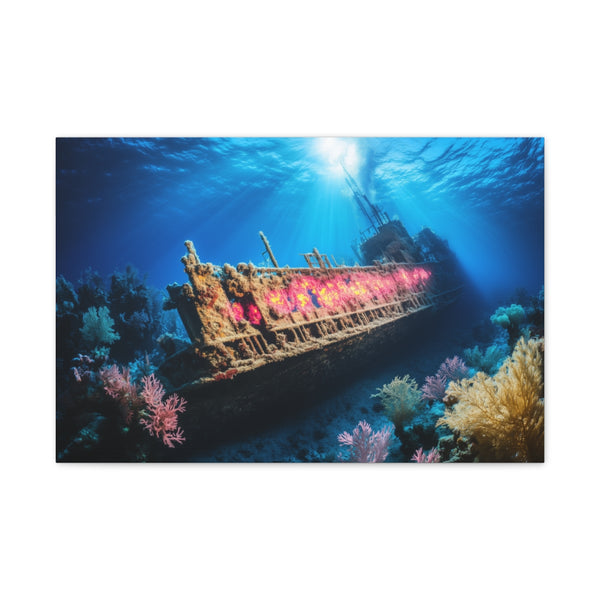 Sunken City Glowing Through Coral Reef (Edition II) — 24×16 Canvas Wall Art — Front Gallery-Wrapped Canvas View