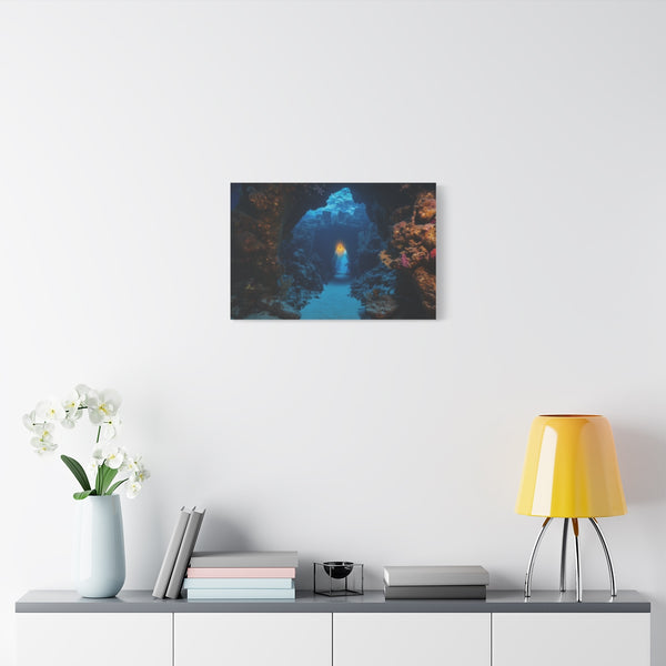Sunken City Glowing Through Coral Reef (Edition III) — Stretched Canvas Wall Art — Living Room Wall Lifestyle View