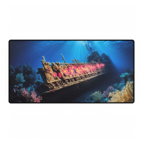 Sunken City Glowing Through Coral Reef (Edition III) — XXL Gaming Desk Mat — Full Top-Down Artwork View