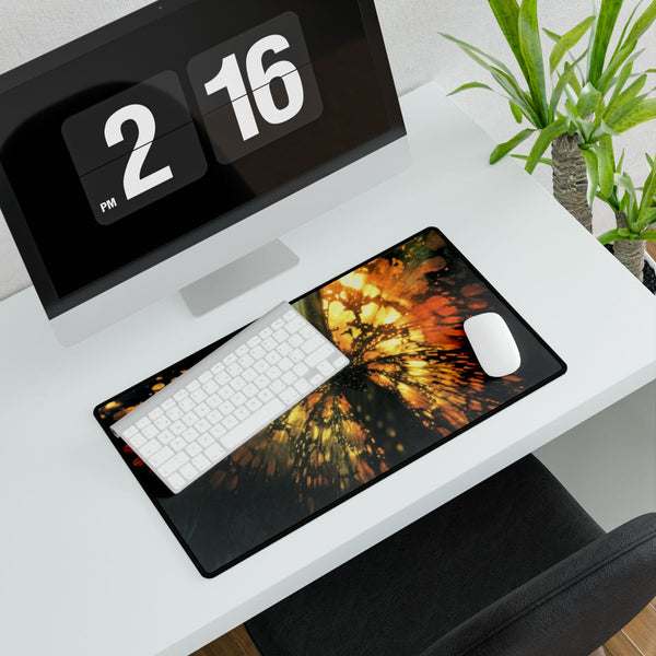 Sunlight Forming Fractal Wings — XXL Gaming Desk Mat — Gaming & Workspace Desk Setup View