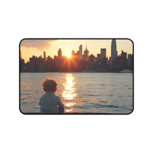 "Sunset Skyline Desk Mat: NYC Dream"