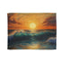 Golden Sunset Through Rolling Ocean Wave — 50×60 Plush Throw Blanket — Full Flat Artwork View