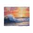 Sunset Through Rolling Wave Beach — 50×60 Plush Throw Blanket — Full Flat Artwork View