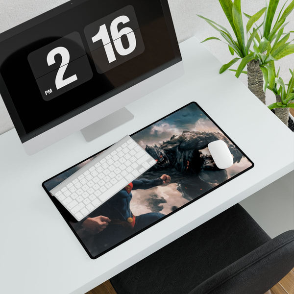 Superman Fighting Doomsday (Edition III) — XXL Gaming Desk Mat — Gaming & Workspace Desk Setup View