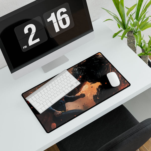 Superman Fighting Doomsday (Edition IV) — XXL Gaming Desk Mat — Gaming & Workspace Desk Setup View