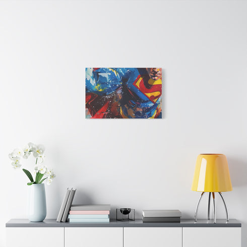 Superman Painting (Edition II) — 24×16 Canvas Wall Art — Living Room Wall Lifestyle View