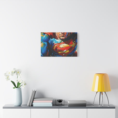 Superman Painting — 24×16 Canvas Wall Art — Living Room Wall Lifestyle View