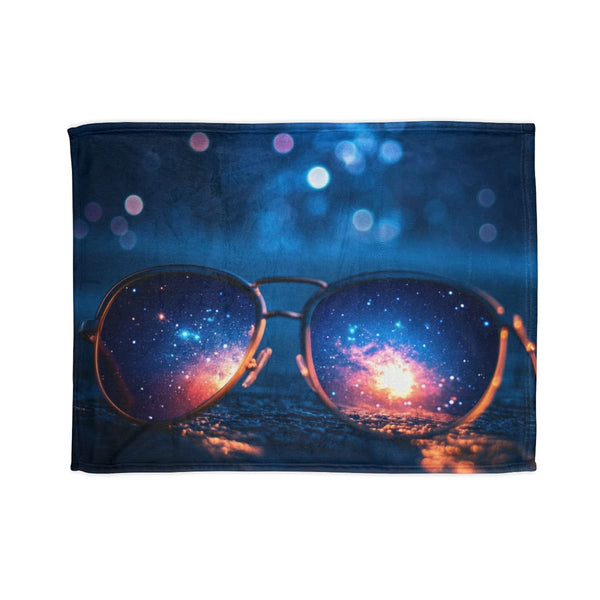 Supernova Reflecting in Sunglasses — Plush Fleece Throw Blanket — Full Spread Plush Fleece Artwork View