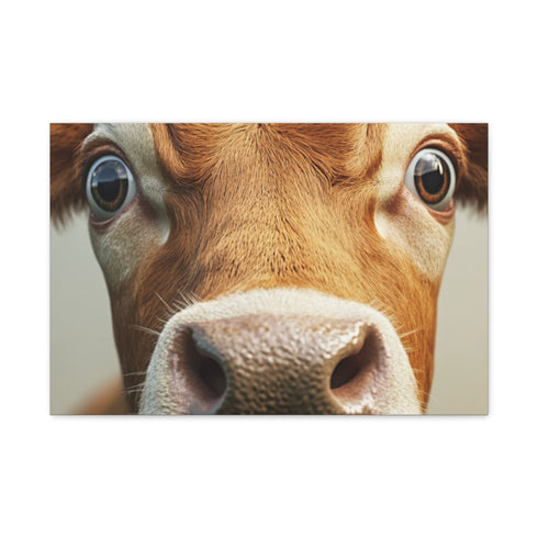Curious Highland Cow Close-Up Portrait — 24×16 Canvas Wall Art — Front Gallery-Wrapped Canvas View