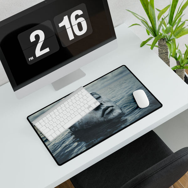 Surreal Face Melting into Ocean (Edition IV) — XXL Gaming Desk Mat — Gaming & Workspace Desk Setup View