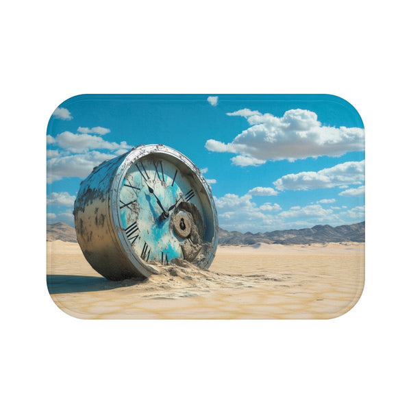 Surreal Melting Clock in Desert (Edition III) — Memory Foam Bath Mat — Top-Down Memory Foam Bath Mat View