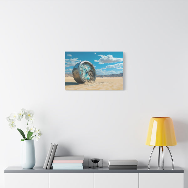 Surreal Melting Clock in Desert (Edition III) — Stretched Canvas Wall Art — Living Room Wall Lifestyle View