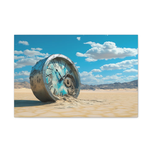 Surreal Melting Clock in Desert (Edition III) — 24×16 Canvas Wall Art — Front Gallery-Wrapped Canvas View