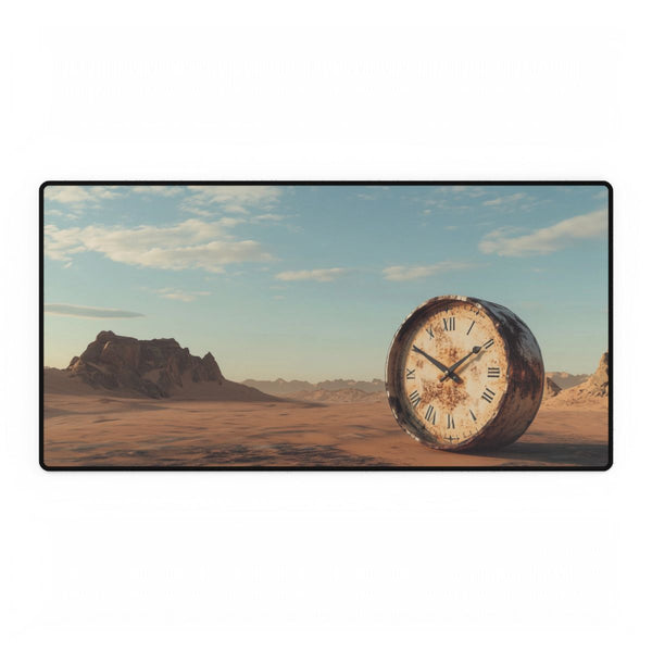 Surreal Melting Clock in Desert — XXL Gaming Desk Mat — Full Top-Down Artwork View