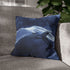 Swan Flying Through Binary Storm — 40×40 Cushion Cover — Sofa & Living Room Lifestyle View