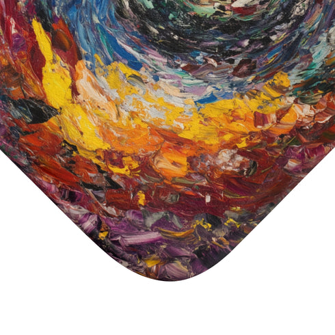 Swirling Vortex of Colors Representing Luxury Memory Foam Bath Mat - Microfibre Texture Close-Up