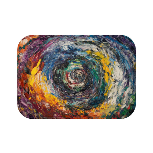 Swirling Vortex of Colors Representing Luxury Memory Foam Bath Mat - Top View
