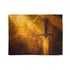 Mythic Blade Forged from Golden Sunlight — Plush Fleece Throw Blanket — Full Flat Artwork View