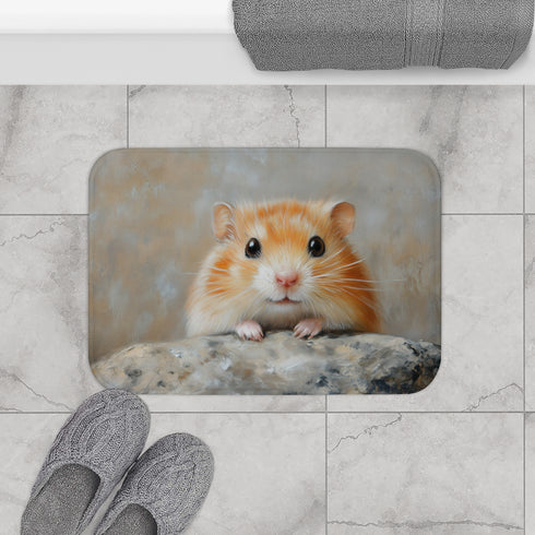 Syrian Hamster Cute Painting Luxury Memory Foam Bath Mat - Bathroom Lifestyle View