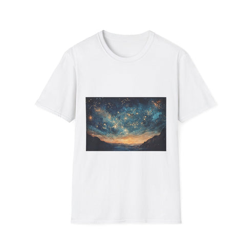 Tapestry Woven from Constellations Graphic Unisex Softstyle T-Shirt - Front View
