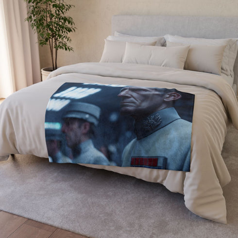 Tarkin Commanding the Death Star Crew, — Plush Fleece Throw Blanket — Drape over Sofa & Bed Lifestyle View