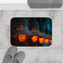 Temple Bells Glowing with Code — Memory Foam Bath Mat — Modern Bathroom Floor Lifestyle View