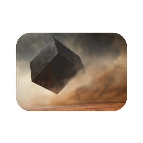 Tesseract Floating in Desert Storm — Memory Foam Bath Mat — Top-Down Memory Foam Bath Mat View