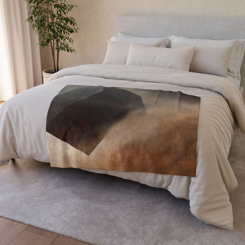 Tesseract Floating in Desert Storm — 50×60 Plush Throw Blanket — 300 GSM Plush Coral Fleece Texture Close-Up