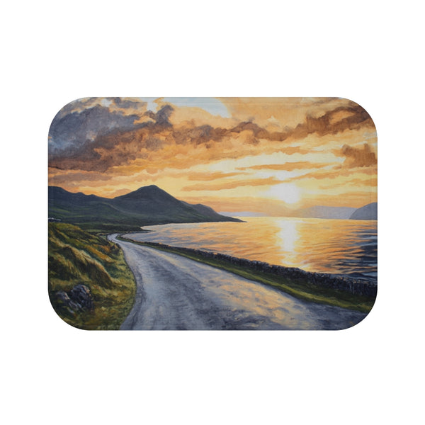 The Wild Atlantic Way Ireland Sunrise Painting A — 61×43 Memory Foam Bath Mat — Top-Down Velvet Microfibre Artwork View