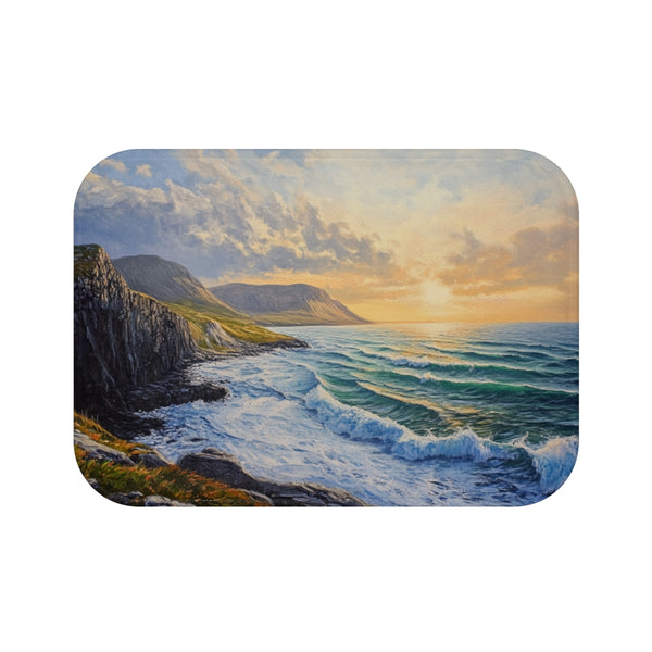 The Wild Atlantic Way Ireland Sunrise Painting A — 61×43 Memory Foam Bath Mat — Top-Down Velvet Microfibre Artwork View